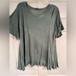 Boutique Short Sleeve, Open back tee. Ashy blue color